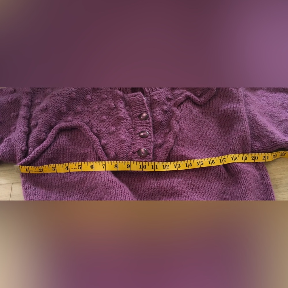 Vintage 1980’s Handmade Elegant Purple Cowl Neck Wool Knit Sweater. US 8P - Picture 3 of 7